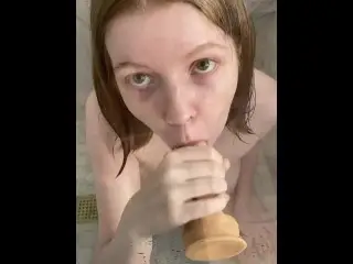 Unreleased Content Shower Dildo Sucking at Trippy House Scrapped Video Unedited Footage Petite Girl