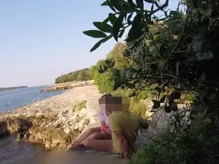 Teen Teacher Sucks my Cock in a Public Beach in Croatia in Front of everyone - it's very Risky