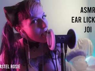 Erotic ASMR - Neko Girl Ear Licking JOI - PASTEL ROSIE Sexy Audio - Big Tits Cosplay Fansly Egirl