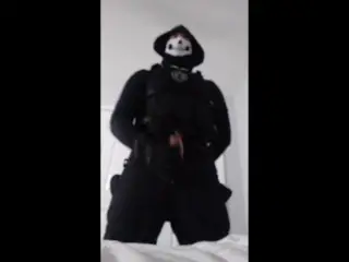 Ghost Cosplayer can't Stop himself from Cumming