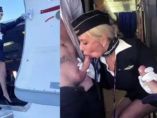 Married Newcomer Stewardess Fuck with both Pilots during Flight (DP)