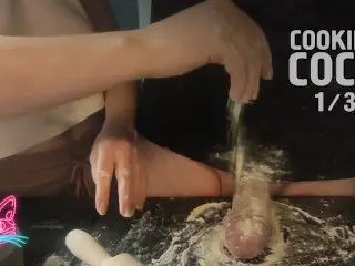 Cooking Dick for Dinner. Part 1/3. Jerking off and Breading a Penis in Flour.