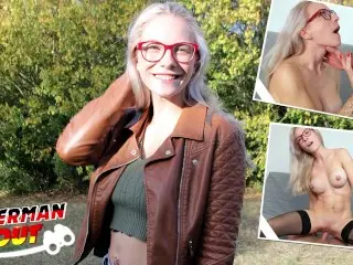 GERMAN SCOUT - Fit Blonde Glasses Girl Vivi Vallentine Pickup and Talk to Casting Fuck