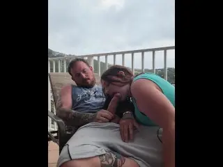 Horny College Girl Swallows Monster Cock on Resort Balcony 🍆👄💦