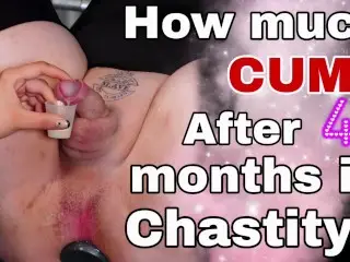 Training zero Femdom Cum Ruined Orgasm in Chastity Cage Post Ballbusting CBT Real Homemade MILF Step