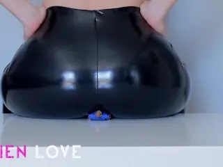 Giant Girl Farting in Latex