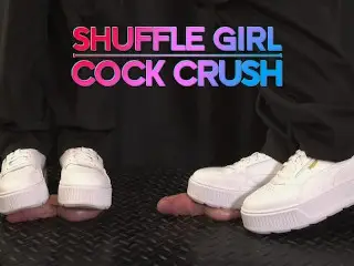 Shuffle Girl Cock Crush in White Platform Sneakers - Shoejob, Trampling, Sneakers, White Puma