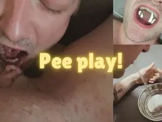 I Peed in my Good Boy's Mouth, made him Play with my Piss and Swallow