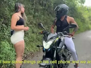 Hot Biker Watches how my Boyfriend Abandoned me in a Lonely Place and comes to Convince me to Fuck