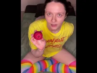 Cute little Stepsister Learns how to use a Rose Toy 🌹 Intense Clit Orgasm