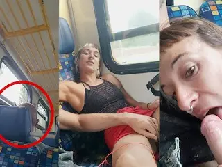 My Friend Masturbates me and I Suck his Cock Travelling in a Train with People