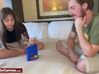 She Rides his Hard Dick after Losing a Strip Connect 4 Game