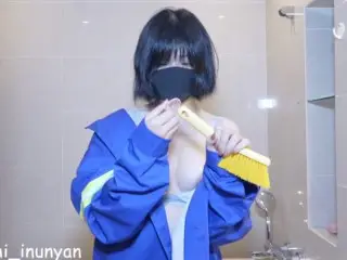 Chinese Sanitation Worker Uniform - Foreign Object Penetration at Work, Uncontrolled Orgasm