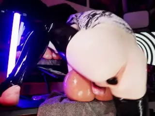 Latex Laden Femboy Lays Futa Fuckdoll (MrLSexDoll's Tori)