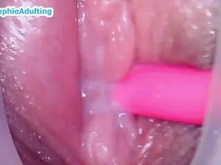 Wet Pussy Hole Close up with Pink Vibrating Toy Webcam Clip