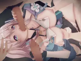 【honkai Star Rail March 7th】gangbang 3D Hentai Animation.(Fingering,handjob,blowjob,sex)