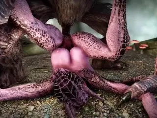 Female Alchemist Argonian becomes a Troll's Semen Tank and Gets Fucked by a Large Penis.