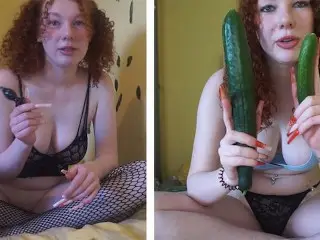 Ginger Teen 18yo Stuffs her Holes!!