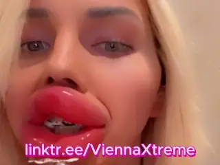 Most Extreme Swollen Bimbo Fake Botox Lips in Public | vienna Xtreme