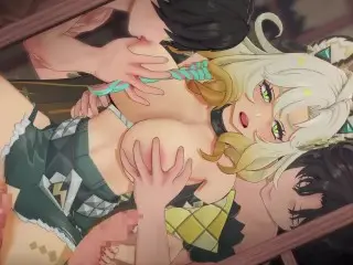 【genshin Impact Xilonen #02】gangbang 3D Hentai Animation.(Fingering,handjob,blowjob,sex)