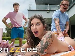 BRAZZERS - Bella Blu Asks for her Neighbor's help then Rewards him with her Delicious Pussy