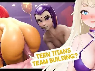 😳 thicc Teen Titans Starfire x Raven Hot Threesome | Horny VTUBER Hentai React