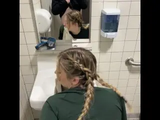 Blonde Slut Gets Railed in Public Campsite Bathroom