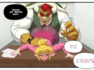 Peach wants to Fuck her Boss Bowser's Gigantic Cock with her little Pussy