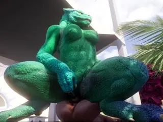 Curvy Lizzard Girl Enjoys her Human Cock Toy Yiff Hentai Cartoon Animation