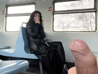 Public Handjob on a Train Ends in a Blowjob from a Stranger - Public Cumwalk