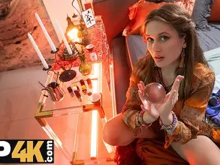 DEBT4k. Young Fortune-teller with Firm Tits and Nice Ass provided a Magical Ritual with her Pussy