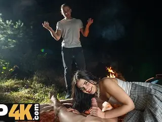 HUNT4K. Teen Chloe Heart was Seduced and her Tight Pussy was Fucked in Public in Front of her BF