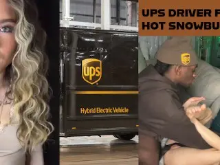 UPS Delivery Driver Fucks HOT Snow Bunny after being Invited in