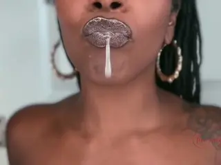 Big Wet Lips and Long Tongue for Close up Spit Fetish Kisses