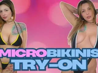 Busty Girl tries on Micro Sling Bikinis (Sling it Bikinis Haul Try-on)