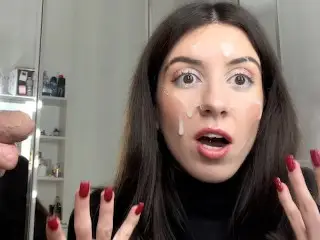 Ruined Makeup Cum on Face - Public Cumwalk on Street Fur Coat