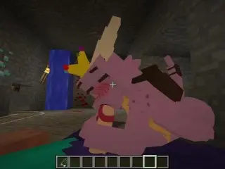 A Naughty Dragon Sucking Me, and Eating a Bee's Ass in Minecraft while I Fuck a Kwaii