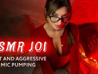 ASMR JOI * your Sexy Lady in Red Fast and Aggressive Mic Pumping your Cock * Amy Haze