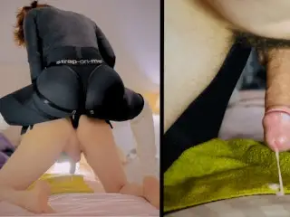 PEGGING in Jumpsuit & Sexy High Latex Boots - 2 Cumshots in a Row