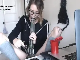 Stoner Slut 420 Smoked out of Glass Bong