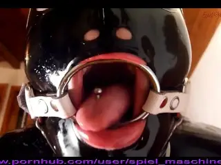 Shiny Black Latex Slut Ring Gagged Hogtied & Unmercifully Skullfucked INTRO