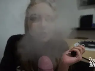 Cute Blonde Sucks Cock and Vapes + Facial Cum Eating