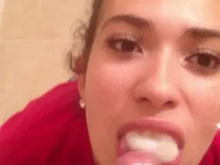 Tick Cum in Mouth and she Swallow