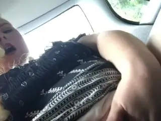 Fingering myself in the Car - Blonde PAWG Teen - Effygracecams