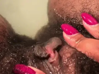 Masturbating my Hairy Pussy in the Tub. JUICY