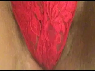 Vibrating my Tender Big Juicy Wet Pussy inside my Red Panties P1