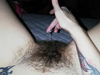 Playing with my Wet Hairy Big Clit Cummy Pussy Grool after Orgasm