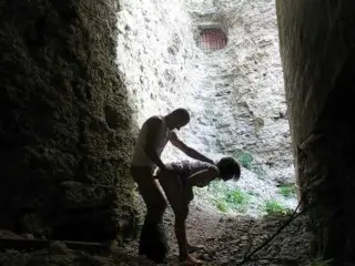 Brunette Sucks Cock and Fucks in the Ruins of an old Fortress