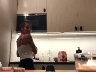 Perfect Pokies on the Kitchen Cam, Braless Sylvia and her Amazing Nipples