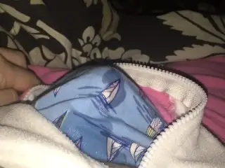 Unzipped my Onesie to Cum in my Boxers next to Girlfriend!